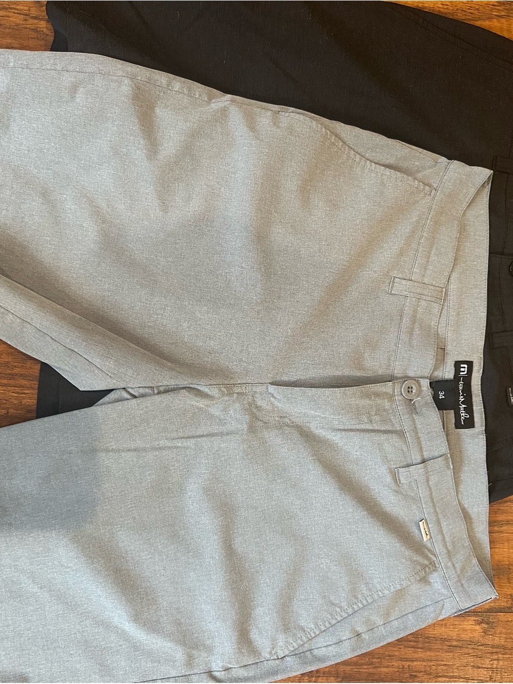 2 pairs- Travis Mathew Light Gray and black Shorts 34 x 9